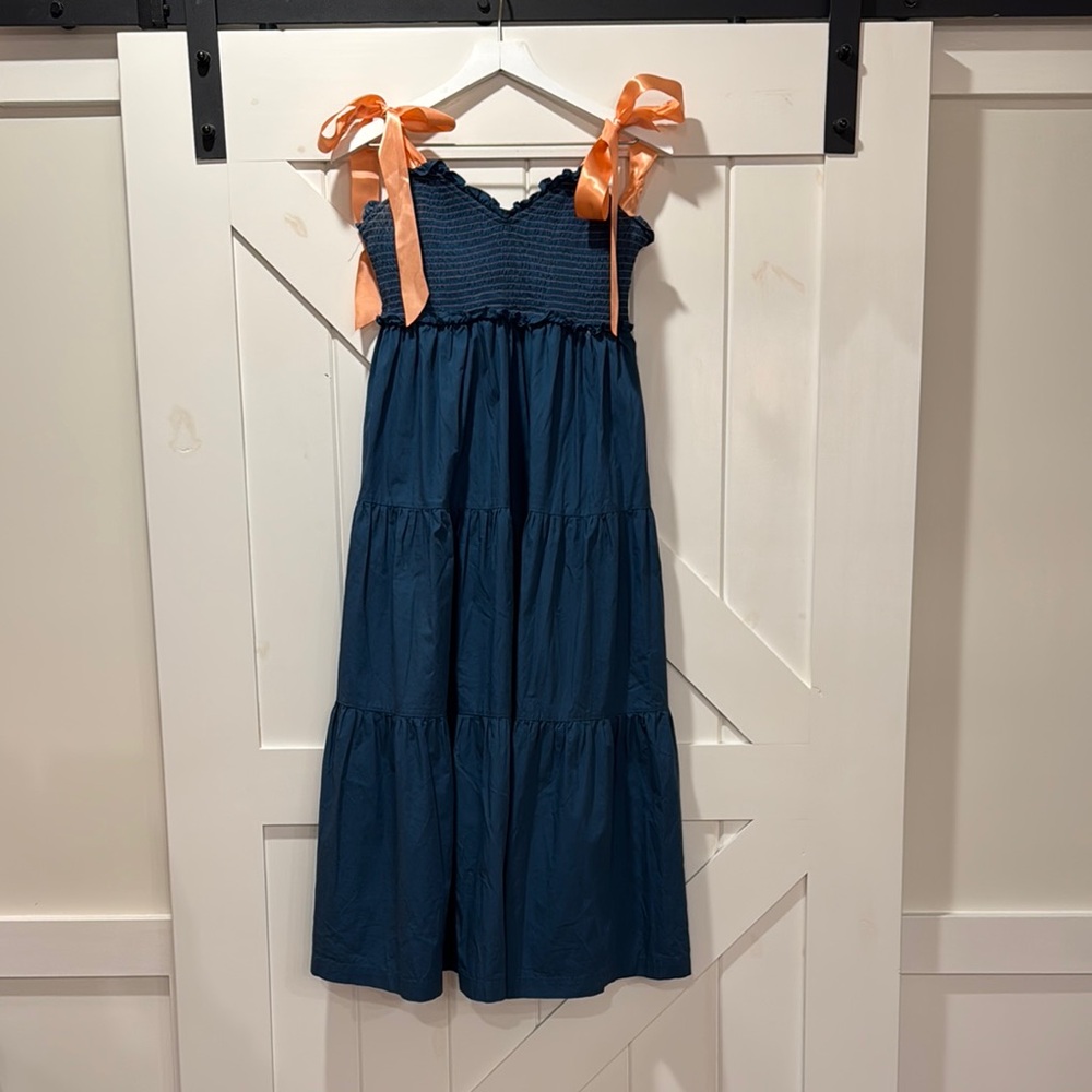 TCEC Blue and Orange Tiered Maxi Sundress